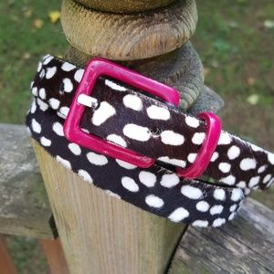 J. Crew Animal Print Belt with Pink Buckle